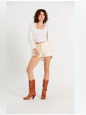 Porter Blue Scout Short -Linen Color High-Rise Belted | NWT